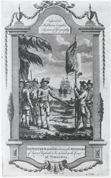 Sir Walter Raleigh (1552-1618) elrendelte, hogy 1584-ben állítsák fel Erzsébet királynő zászlóját Virginia partjainál, amelyet a művész metszett a „Middleton